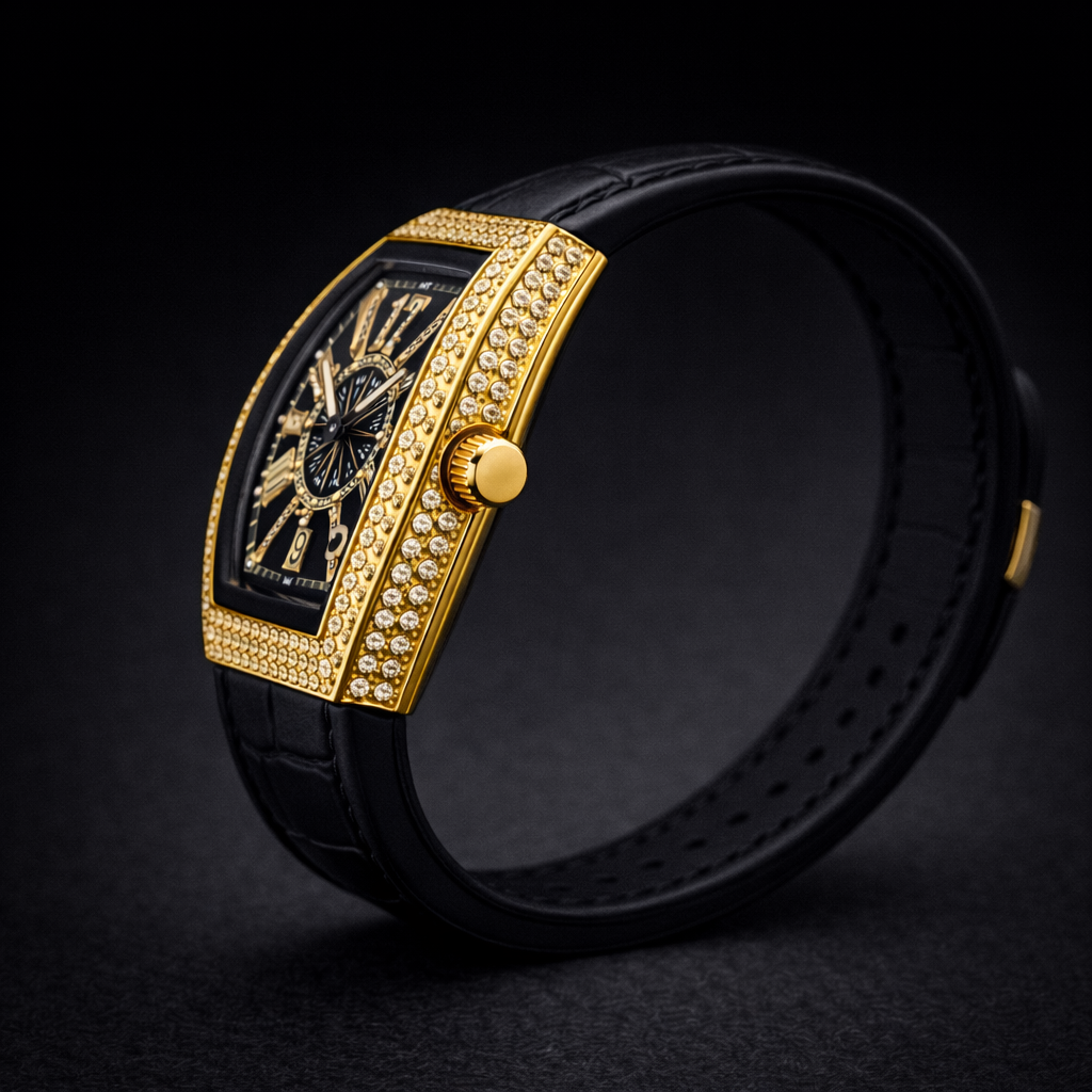 Black Rose Gold Iced Frank Muller Watch