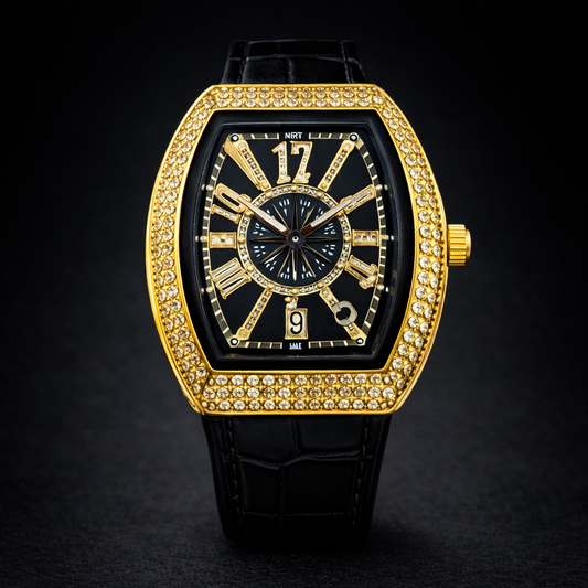 Black Rose Gold Iced Frank Muller Watch