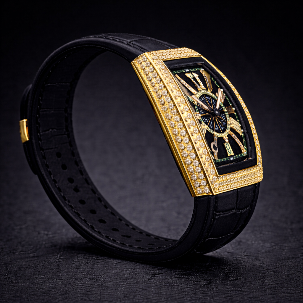 Black Rose Gold Iced Frank Muller Watch